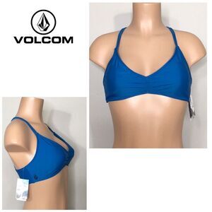 New. Volcom blue bikini top. Large